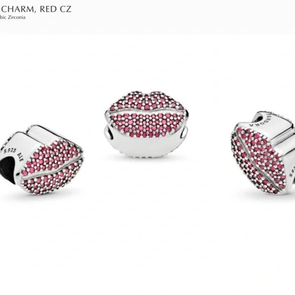 Pandora Kiss More Red Cubic Zirconia Lip Charm - Picture 3 of 3